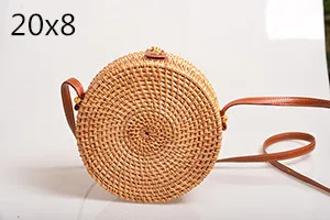 Circle 20x8cm Пляжные сумки из ротанга, новинка, летние соломенные сумки, сумочки ручной работы, женские сумки через плечо, тканые сумки в стиле бохо - Цвет: Circle 20x8cm