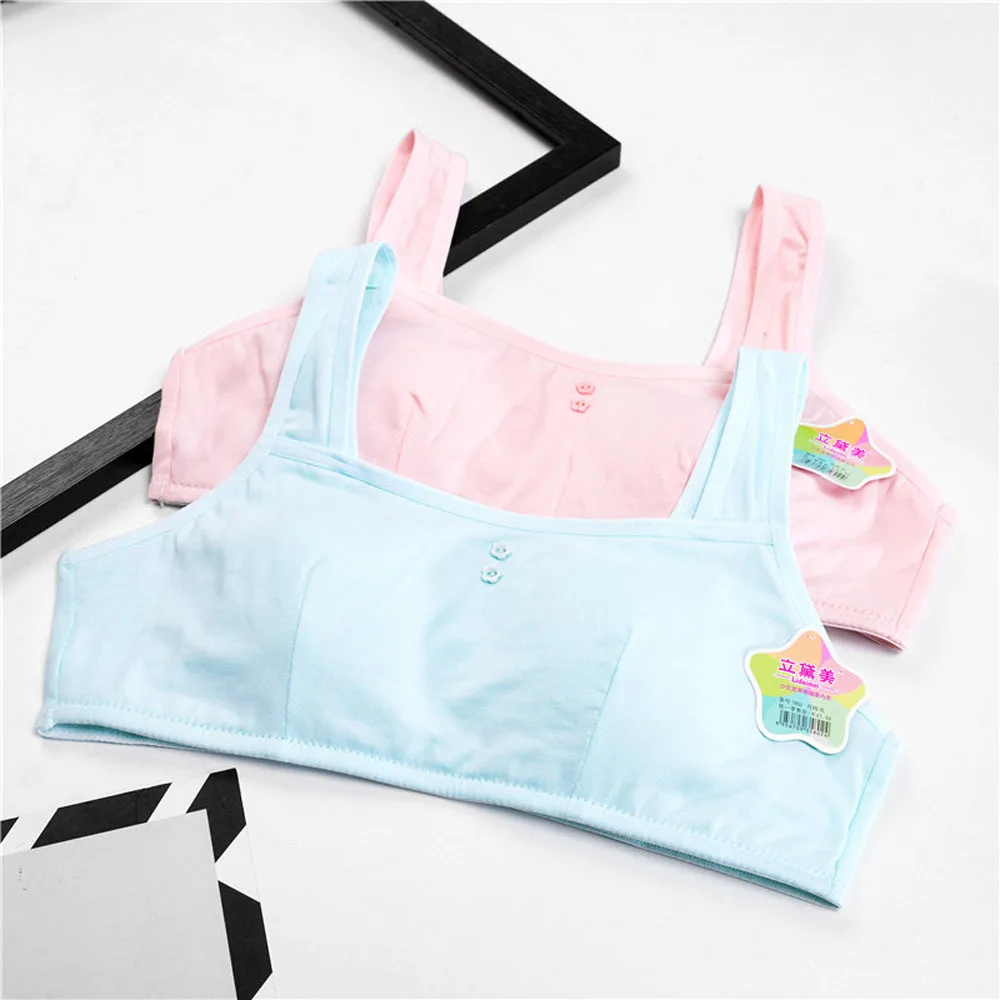 Новинка 2019 хлопковый бюстгальтер для девочек милое однотонное нижнее белье без