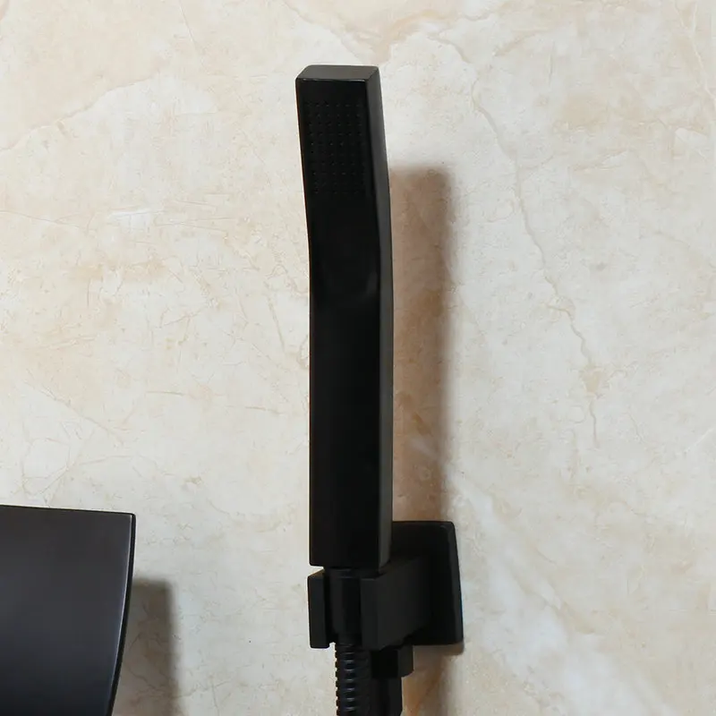 JIENI матовый черный смеситель для ванной комнаты набор душа твердая латунная
