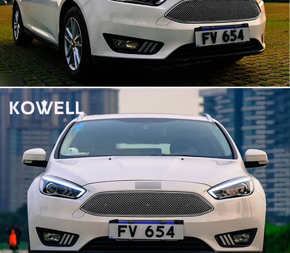 KOWELL автомобильный Стайлинг для Ford FOCUS головной светильник s для фокуса светодиодный головной фонарь Angel eye светодиодный DRL передний светильник Биксеноновые линзы ксеноновые HID