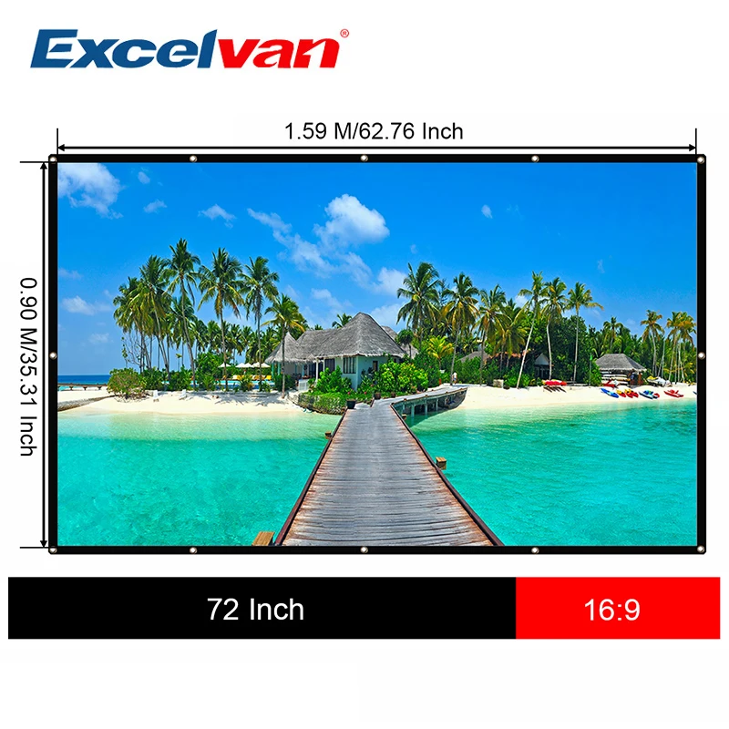 Excelvan 72 дюйма 16:9 Портативный проектор экран пластиковый экран для домашнего кинотеатра для Unic Excelvan Proyector проекционный экран
