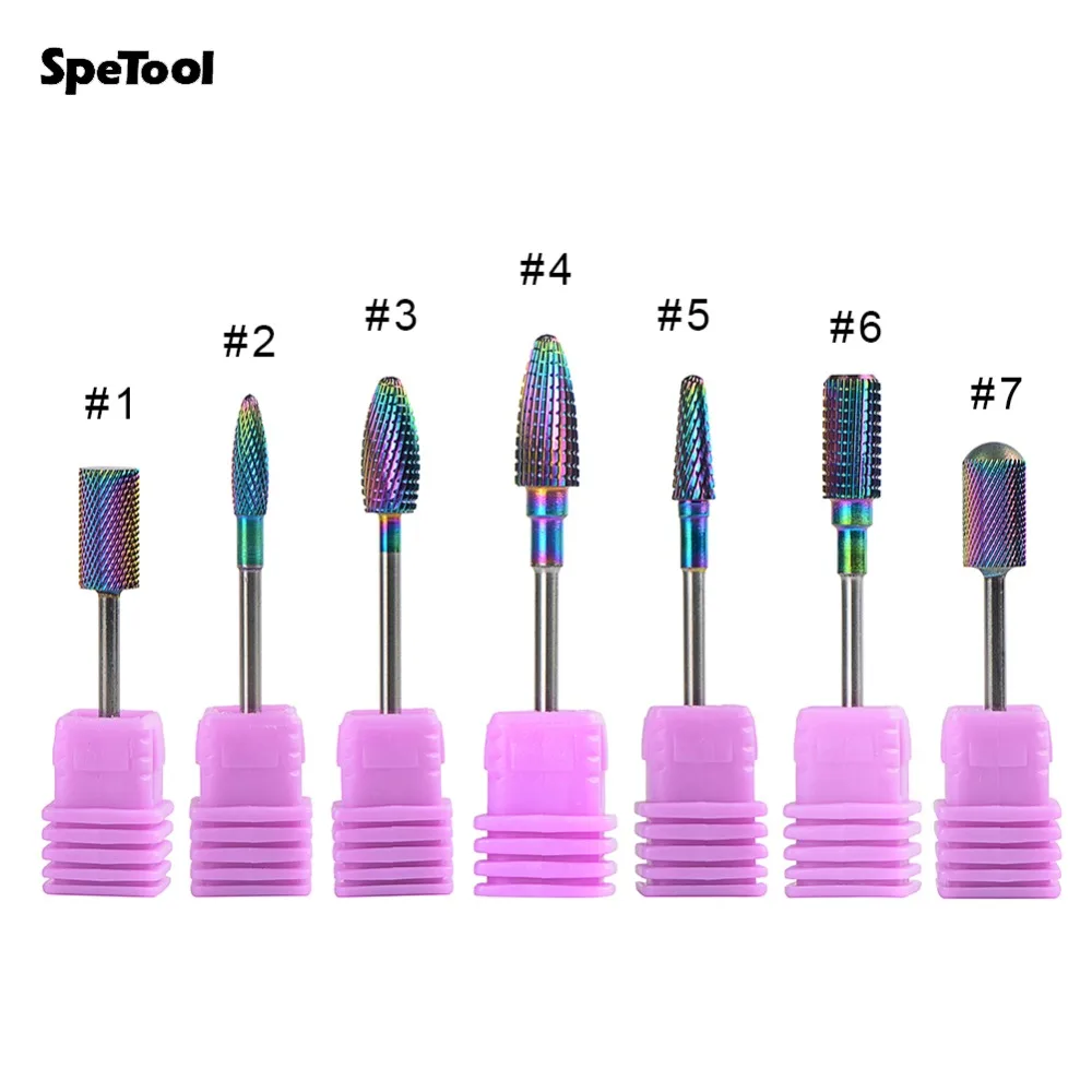Сверло для ногтей SpeTool с многоцветным покрытием вольфрамовое твердосплавное