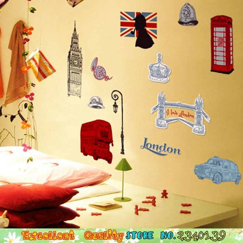 Классический Лондон-Сити Англия Стиль Росписи Искусства Стены Стикеры Большой