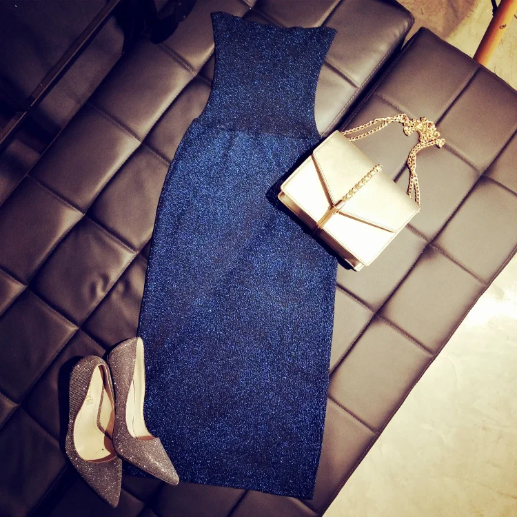 Серебристая юбка с люрексом Cakucool облегающие прямые трикотажные юбки средней