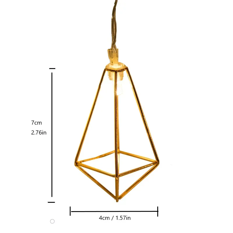 

Warm White Metal Geometry LED String Lights Clear Cable on Battery for Valentine's Wedding Parties Indoor/Outdoor Led Decoration