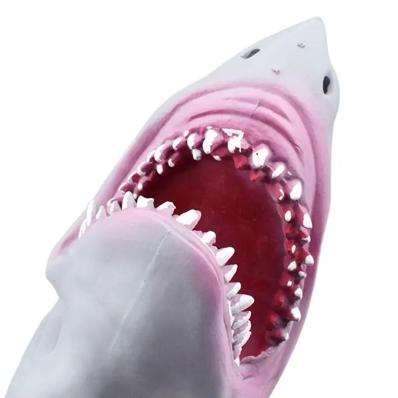 Plastic Shark Hand Puppet for Story TPR Animal Head Gloves Kids Toys Gift Soft Vinyl PVC Animal Head Figure Vividly Kids Toy - Цвет: Белый