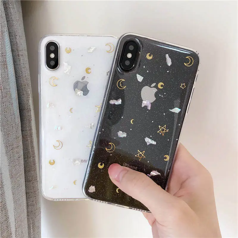 Epoxy Glitter Shell Soft For Iphone 66s 78 78plus x/Xs Xr Xsmax Tpu Transparent Mobile Phone Anti-Fall Sleeve |