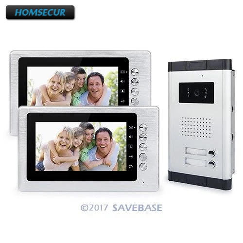 Homsecur 2 Eenheden Appartement 7 "Bedraad Video Deurtelefoon Intercom Visuele Audio