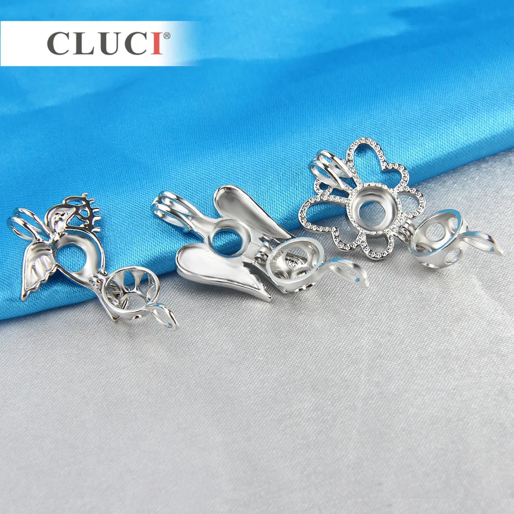 CLUCI 10 шт./компл. смешанные птица стили с серебряным покрытием клетки для Для женщин Горячая жемчужное медальон ювелирные изделия