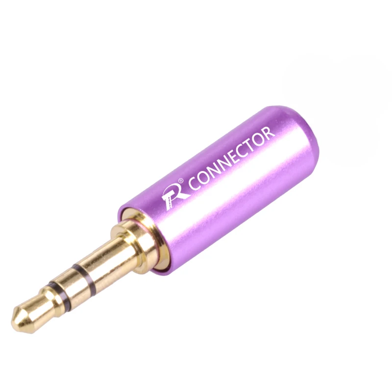 Purple 100 шт мини-джек 3,5 мм 3-полюсный штекер позолоченный штекер Алюминий трубка 3Pin 1/" стерео аудио разъем DIY разъем для наушников - Цвет: Purple