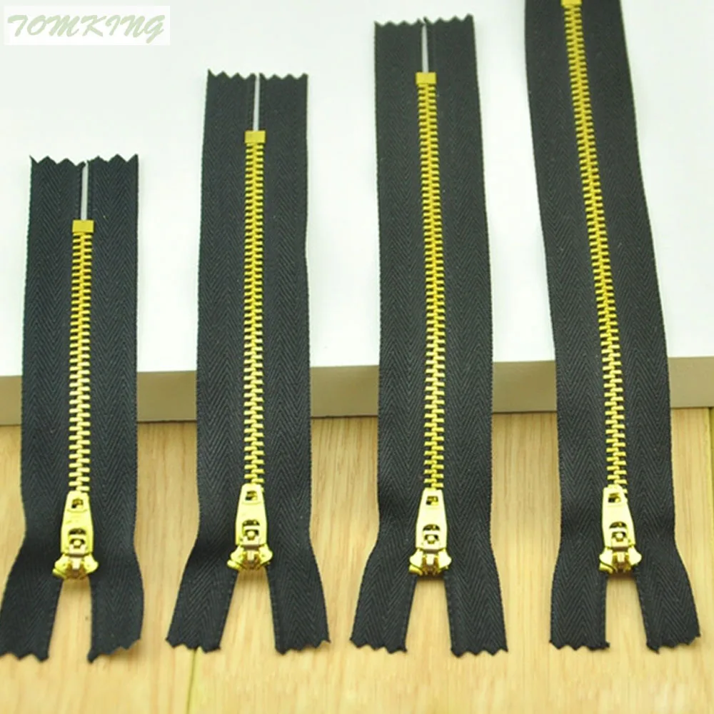 

10cm/13cm/15cm/18cm 20pcs/lot 4# copper zipper black auto lock Zipper DIY for jean bags shoes garment belt sewing accessories