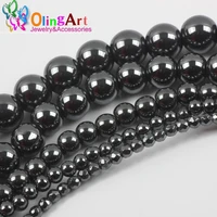 346810mm 120100753025pcslot natural stone black hematite round beads necklace bracelet jewelry
