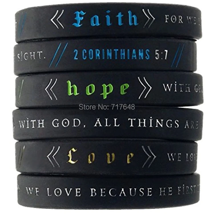 Силиконовые браслеты с надписью Faith Hope Love тью 19:26 1 Джон 4:19 и 2 Коринтианса 5:7 300 шт. |