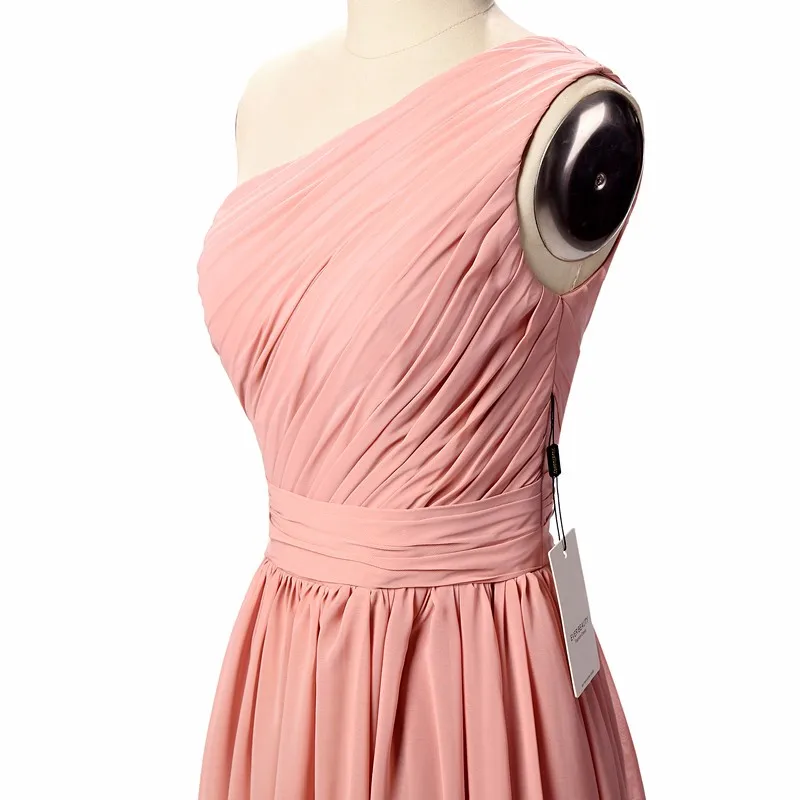 Длинное платье подружки невесты Vestido Longo Rosa, плиссированное шифоновое платье трапециевидной формы на одно плечо, платье для свадебной вечеринки, новинка