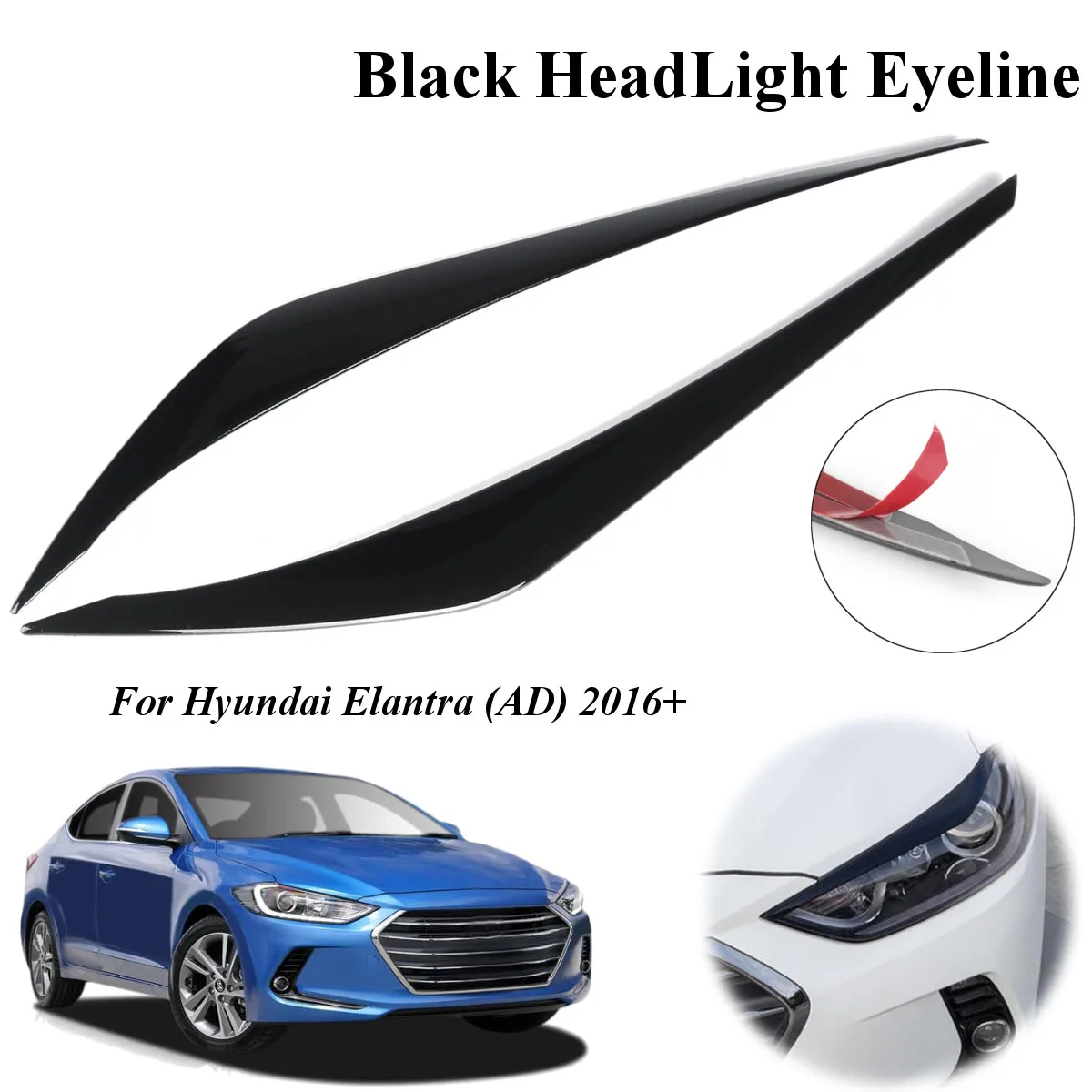 

Pair Car Headlight Eyeline Point Molding ABS Decoration Trim Cover for Hyundai Elantra AD 2016 2017 2018 Car Styling Sticker