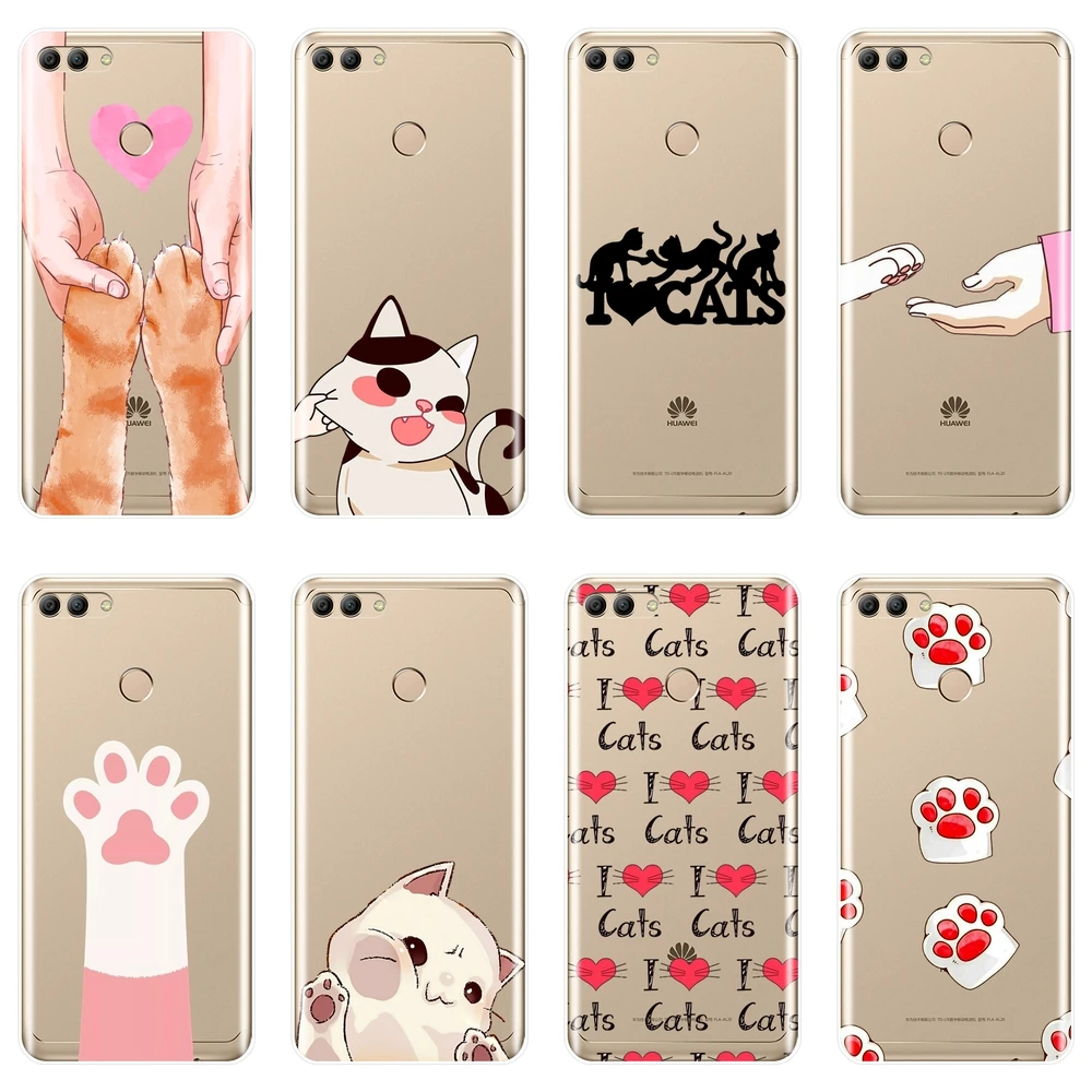 Силиконовый чехол для телефона huawei Y3 Y5 Y6 II Y7 Pro Heart Cat Kawaii мягкая задняя крышка Prime