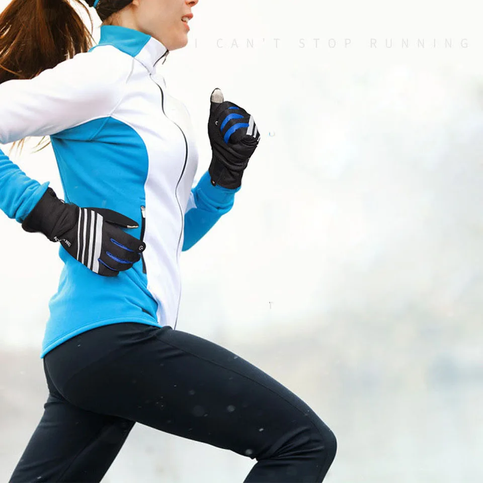 Зимние спортивные ветрозащитные флисовые перчатки унисекс с сенсорным экраном