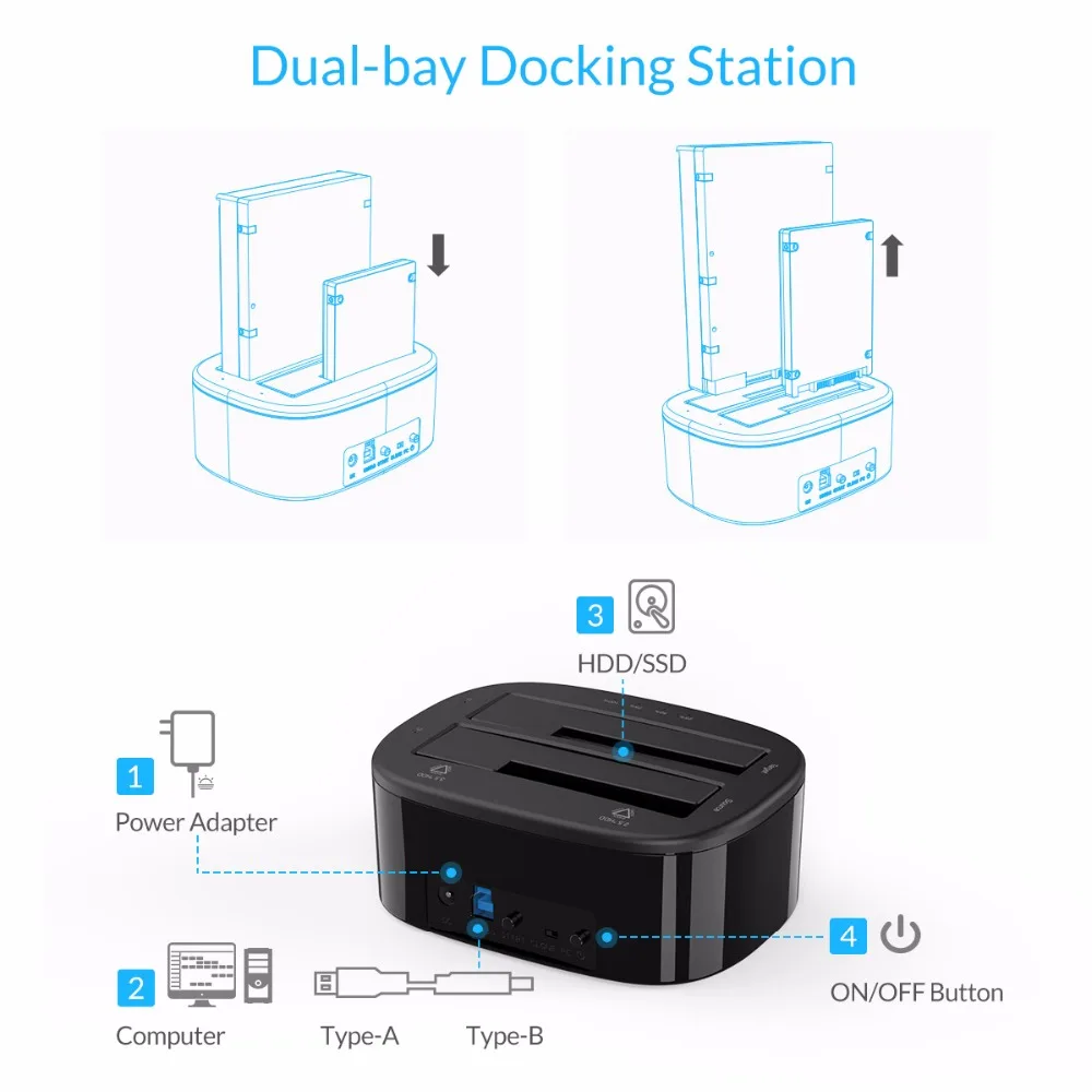 Док станция ORICO для жестких дисков 3 0/2 5 дюйма USB SATA|drive docking|hard drive dockinghard docking station |