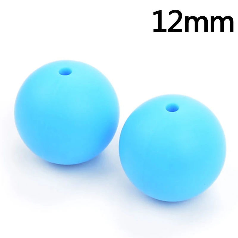 deep skyblue 100 шт./лот 12 мм круглой формы силиконовые бусины для прорезывания зубов для DIY кормящих ожерелье пищевого качества жевательные бусины - Цвет: deep skyblue