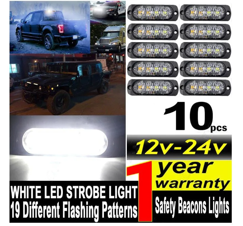 10x 12/24 в 4LED Белый стробоскоп мигающий светильник аварийный Предупреждение ющая