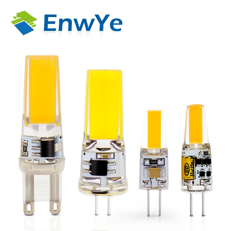 EnwYe светодиодный светильник 3W 6 Вт G4 G9 BulbAC/DC 12 В 220 В лампочка с регулируемой яркостью COB SMD СВЕТОДИОДНЫЙ светильник заменить галогенный прожектор люстра