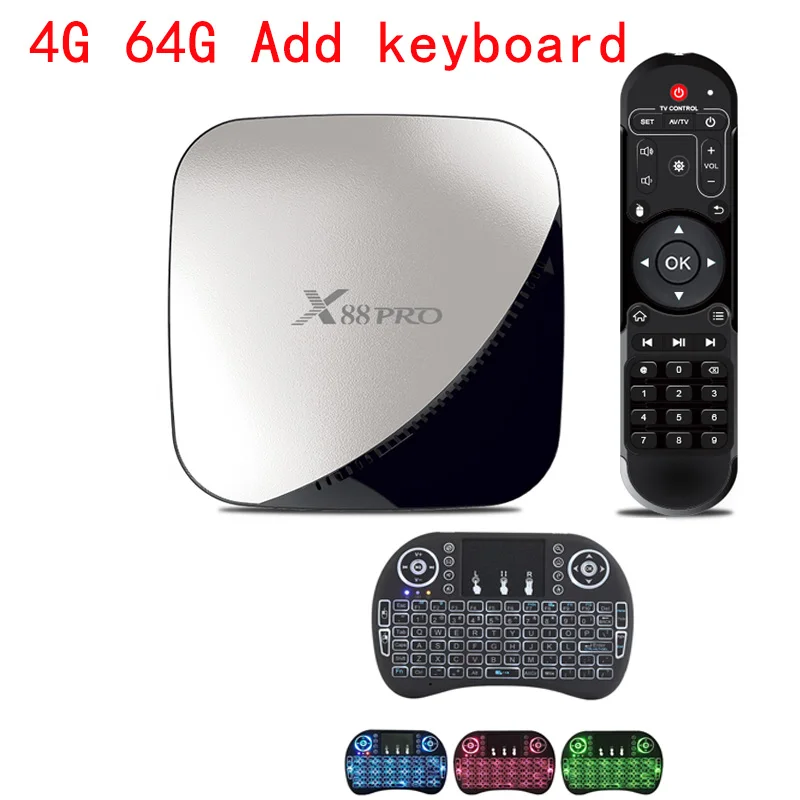 4G 64G Add keyboard ТВ приставка X88 Pro Android 9,0 4 Гб ОЗУ 64 Гб четырехъядерный процессор Rockchip RK3318 5,8G Wifi H.265 Youtube 4K Google плеер телеприставка pk H96 max - Цвет: 4G 64G Add keyboard