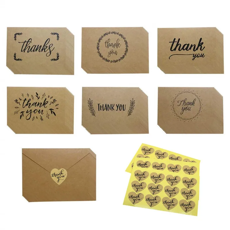 3-шт Спасибо карты коричневая крафт-бумага 6 Дизайн спасибо поздравительная