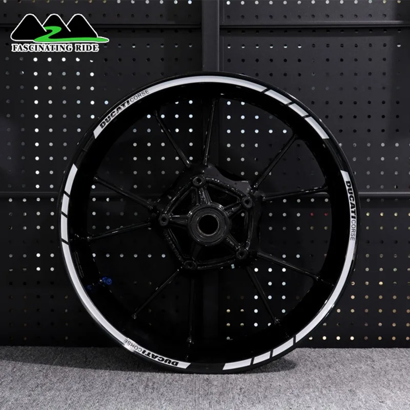 White 08 Применимый для поездок на мотоцикле Ducati 696/821/848/899/1199/1299 в байкерском стиле из водонепроницаемого материала Светоотражающие стикеры установка персонализированные 17 дюймовые колеса - Цвет: White 08
