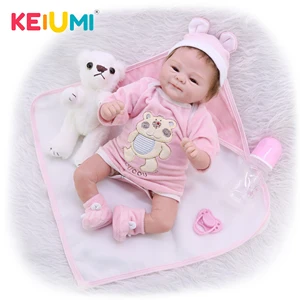 Реалистичная мохеровая Кукла Реборн, тканевый комбинезон с настоящими прикосновениями, этническая кукла, детская игрушка, голубой медведь, подарки на день рождения ребенка