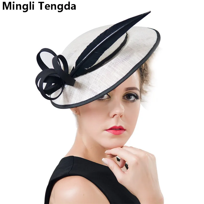 Mingli Tengda Свадебные шляпы для женщин, кепки и вуалетки, винтажные tocados sombreros bodas, элегантные льняные Свадебные шляпы с перьями