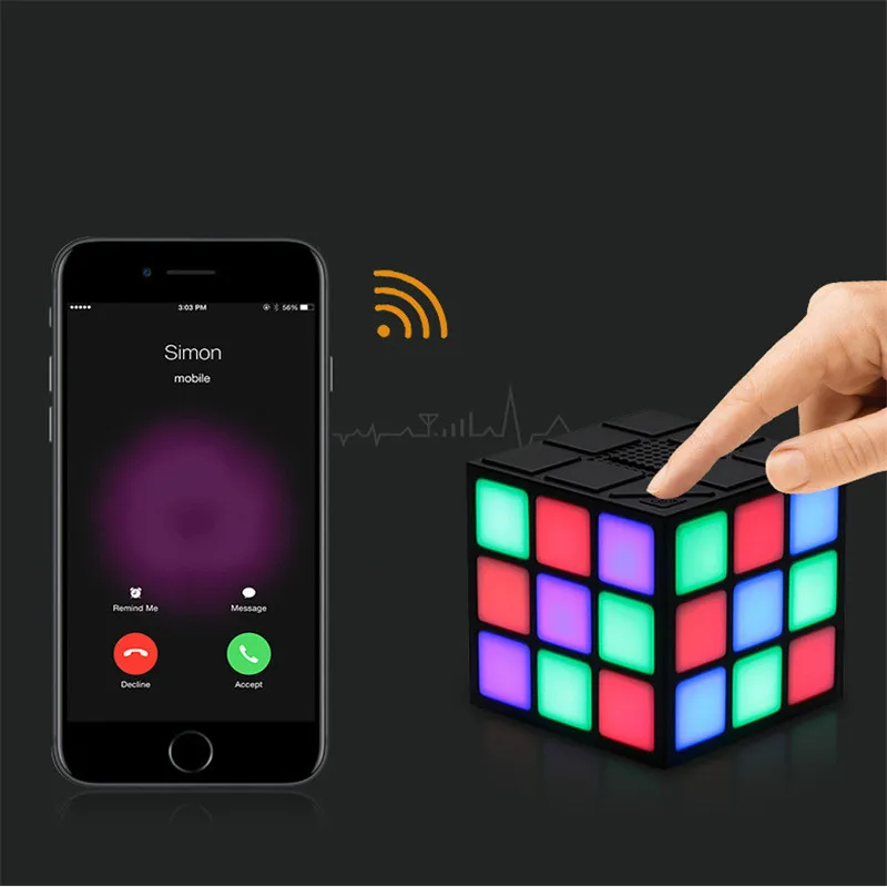 Модные портативные фонари мини-динамик Cube сабвуфер светодиодный