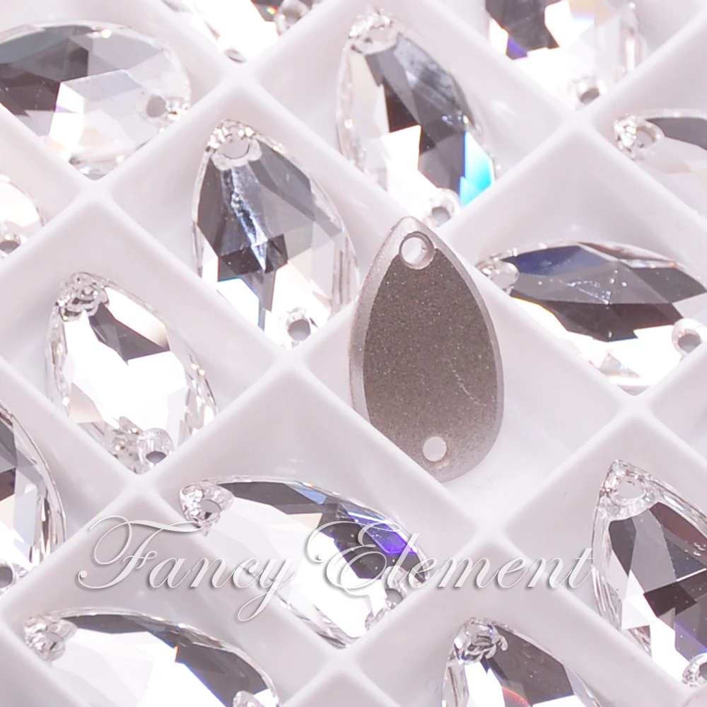 Кристаллы Swarovski (3230) 18x10 5 мм прозрачные (001) 3 шт. стразы для пришивания камня|crystal