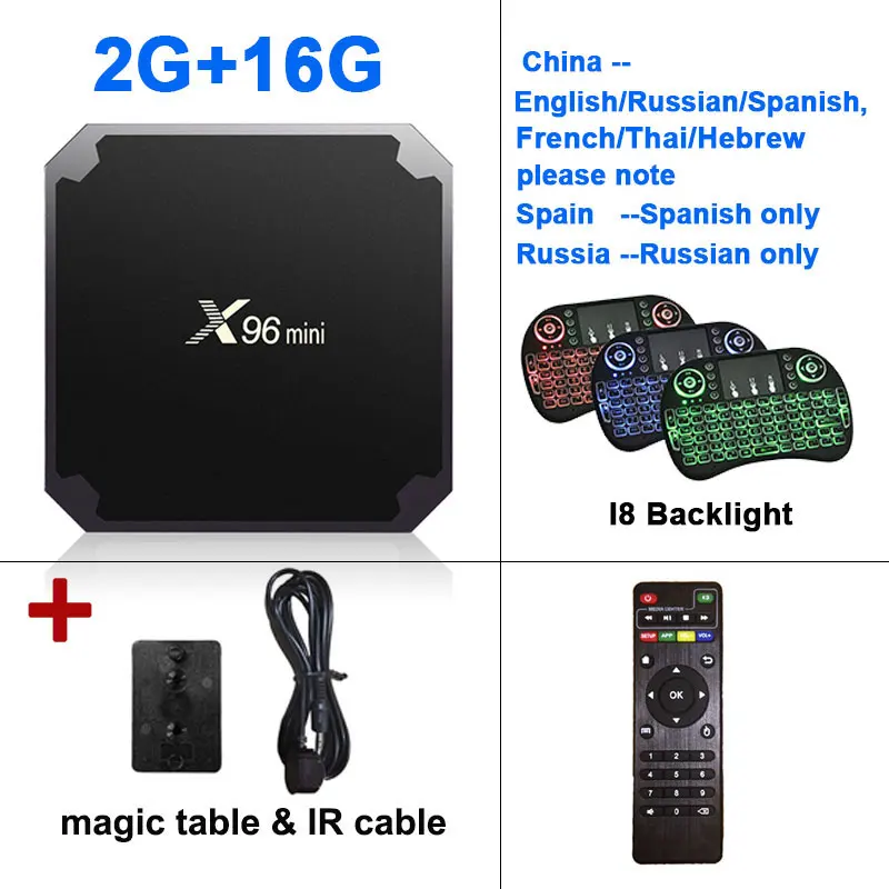 X96 Мини ТВ коробка Amlogic S905W четырехъядерный wifi HD 2,0 медиаплеер телеприставка X96 Android 7,1 2GB16GB X96mini Smart tv box - Цвет: 2G16G IR I8 Backlit