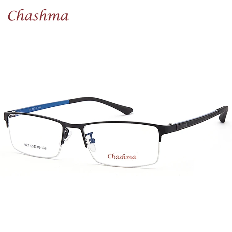 Бренд Chashma, Нежные мужские модные очки для глаз, мужские синие полуоправы, оптические очки, оправа, мужские очки - Цвет оправы: Black with Blue