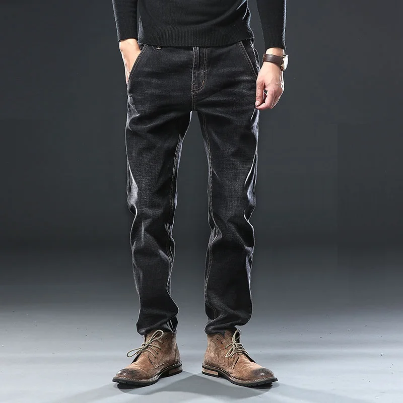 Mens Regular Fit Jeans Clothing Plus Male Autumn Elastic Stretch Denim Straight Leg Classic Cowboy Pants Big Size 40 42 44 46 48|Мужские