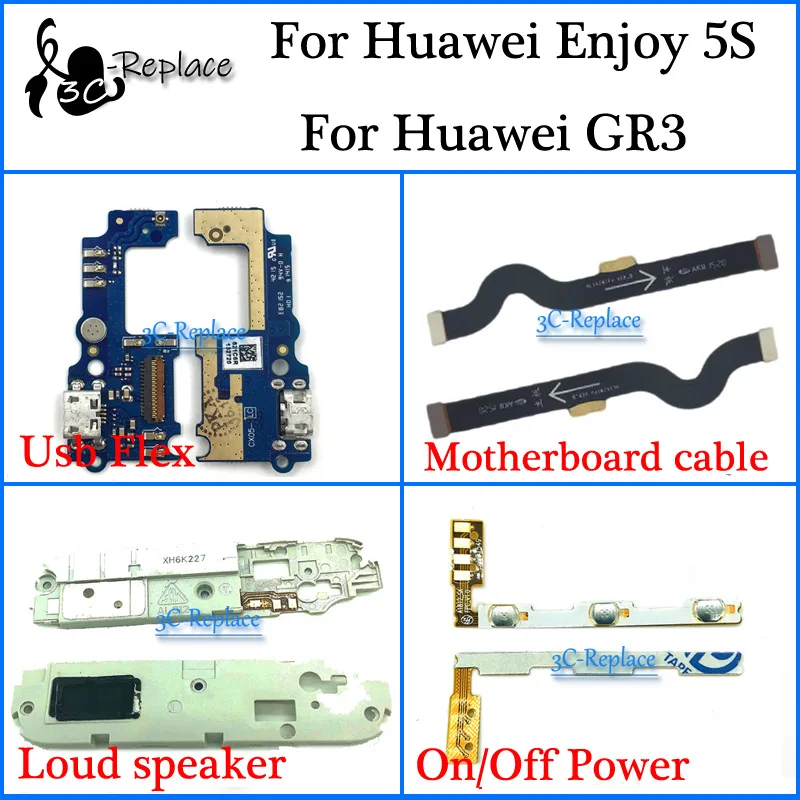 Для huawei GR3/для huawei наслаждаться 5S TAG-L21 TAG-L22 TAG-L03 Usb гибкий кабель материнской платы громкий динамик вкл/выкл Мощность гибкий кабель