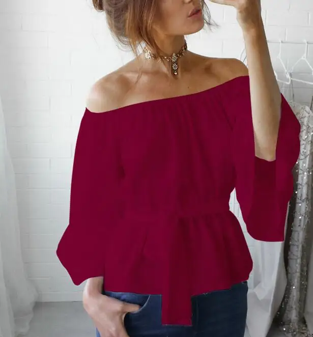 Блузка женская шифоновая с открытыми плечами пикантная кружевная бандажная