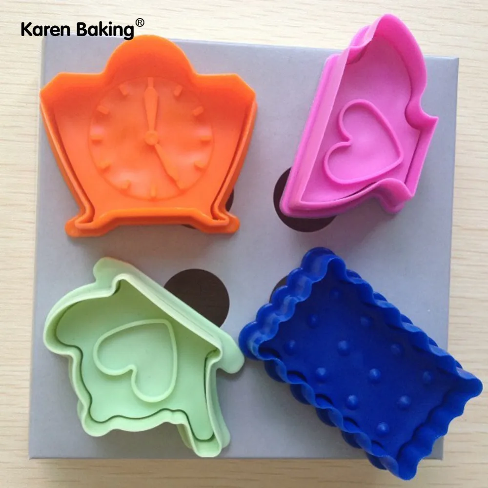 4 шт. Новый Чай время Форма поршень резак печенья корка пирога плесень Бисквит A016 |