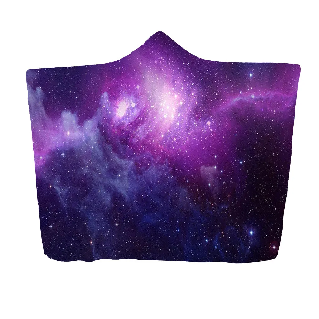 

Creative Cosmic Planet Series Printing Hooded Blanket Plush Comfort Polyester Napping Blanket Daily Wearable Blanket 150x200cm