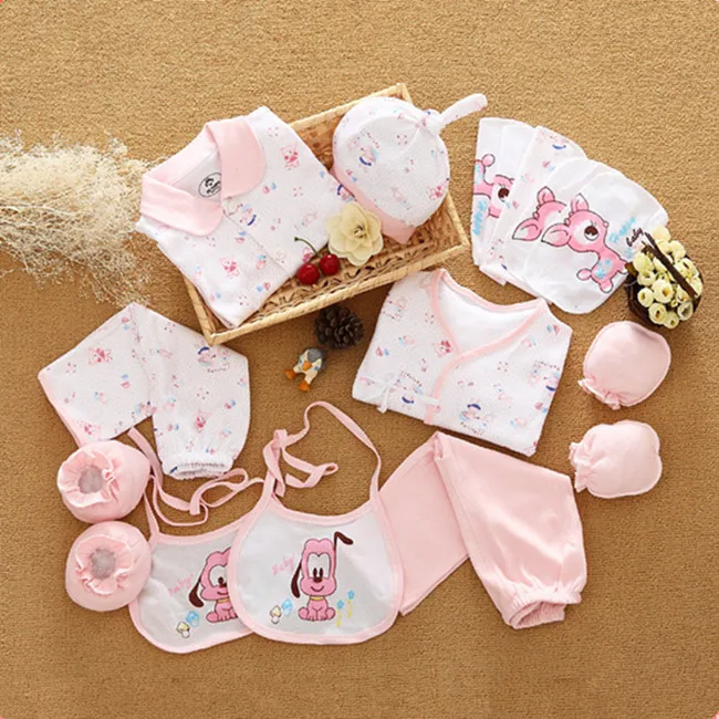 pink 18 шт./компл. Одежда для новорожденных комплект Нижнее Бельё для девочек Костюмы младенческой подарочный набор хлопок характер Наборы для ухода за кожей для весны и лета - Цвет: pink