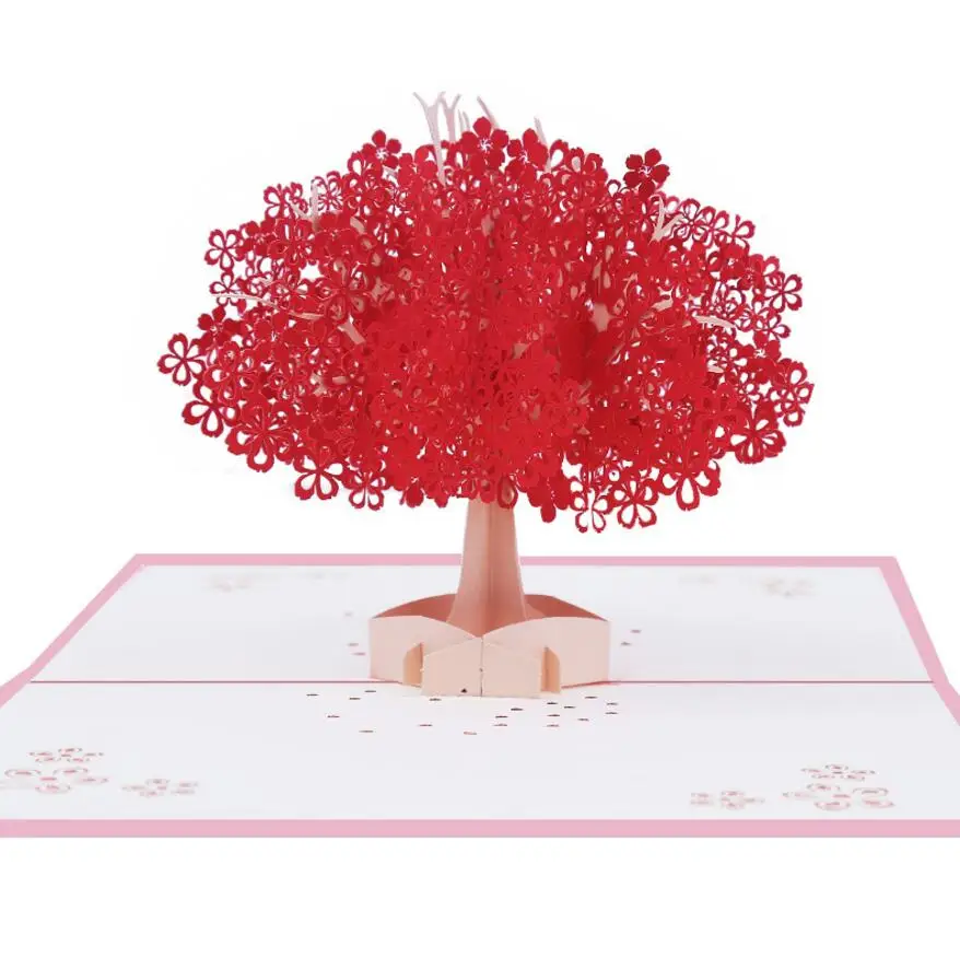

10 шт., оригами, сердце, дерево, 3D выдвижные поздравительные открытки, пригласительная открытка на свадьбу, день рождения, подарок