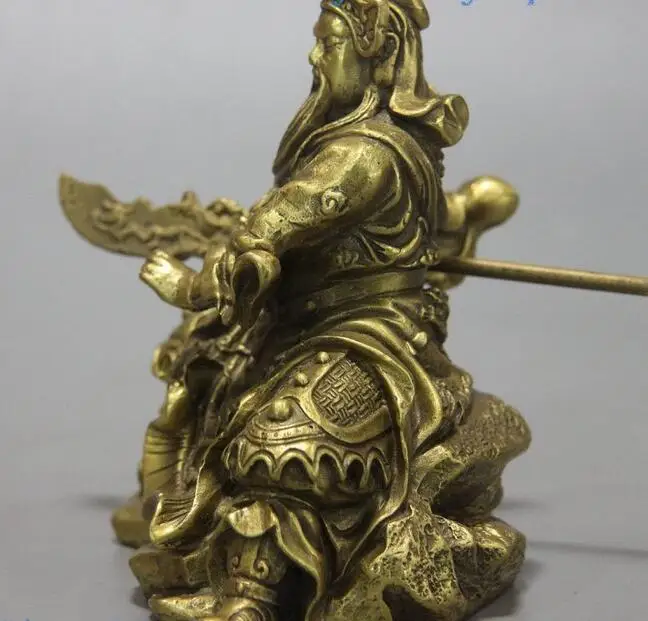 Китай (материк) Латунь Гуань Гун Скульптура Дракон боевых Бог богатства Статуя Юя
