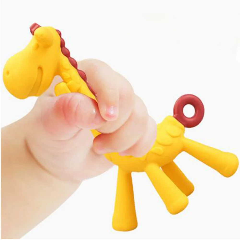 

Cartoon Giraffe Soothing Teething Ring Toy Pacifier Teether Molar Chewing Infant Toddler Silicone BPA-Free Baby Teether freeship