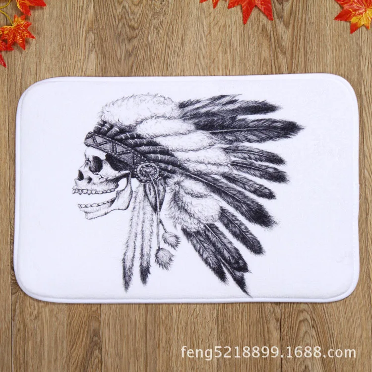 

The latest design in black and white skull home bedroom door mats carpet