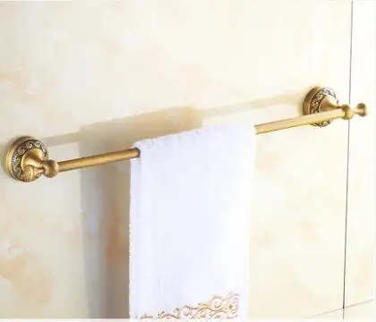 single towel bar Твердый латунный набор аксессуаров для ванной комнаты, крючок для халата, держатель для бумаги, полотенцесушитель, корзина для мыла, наборы для ванной комнаты - Цвет: single towel bar