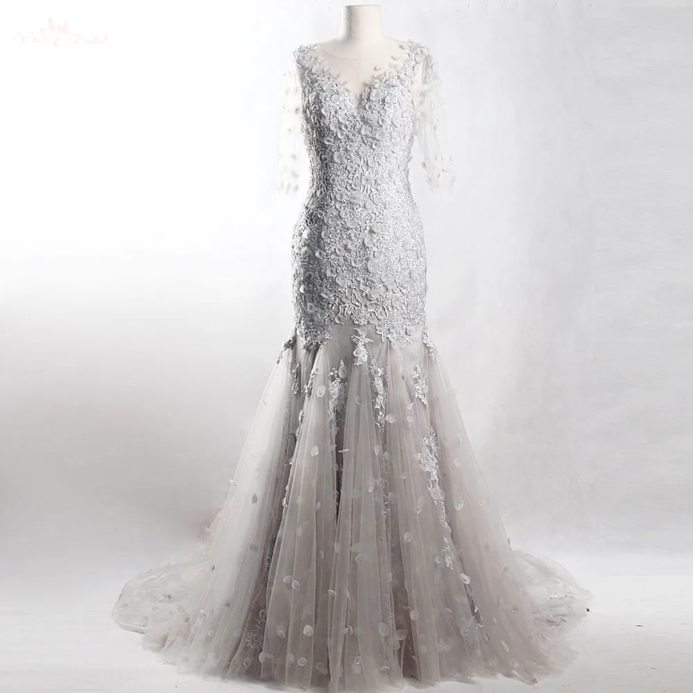 RSW875 Yiaibridal настоящая работа рукав 3/4 v образный вырез 3D цветочное бисерное