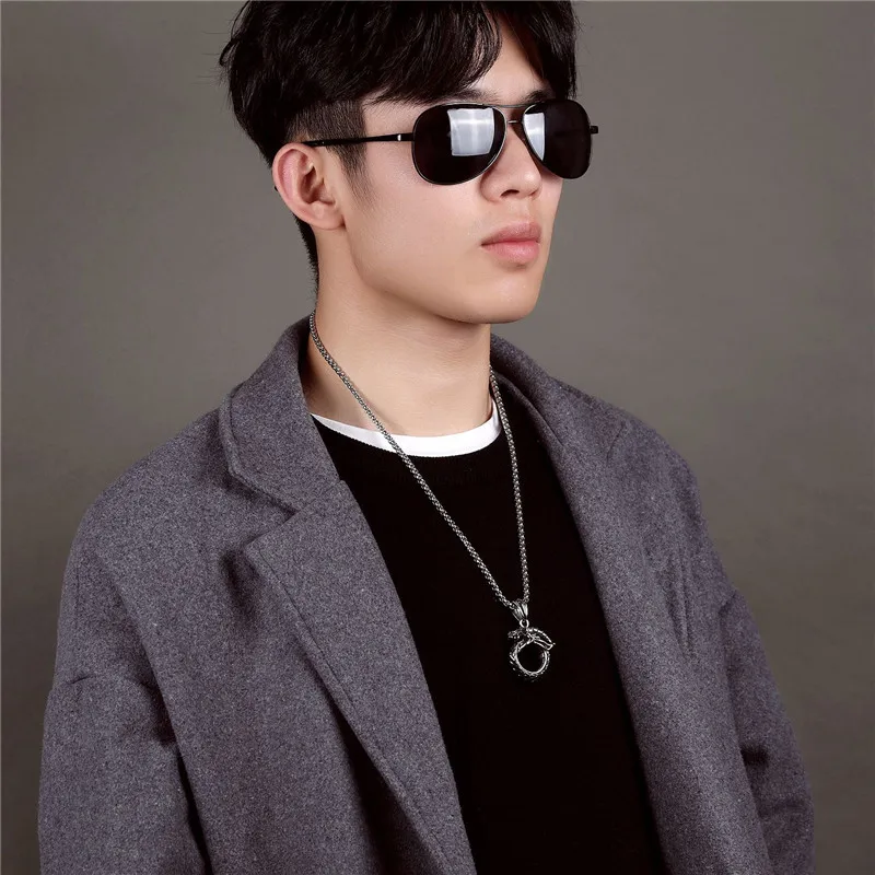 Мужской кулон и ожерелье в виде дракона из нержавеющей стали 316L черного золотого