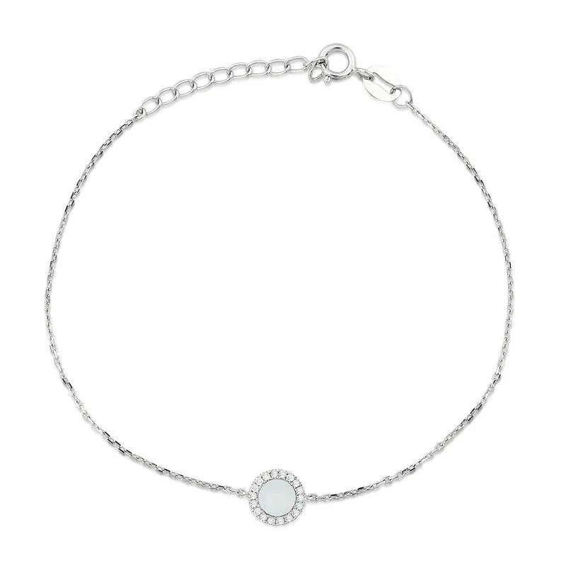 Lnngy Pure 18K White Gold Female Diamond Sets Natural Onyx Round-shaped Earring Pendant Necklace Bracelet Jewelry | Украшения и