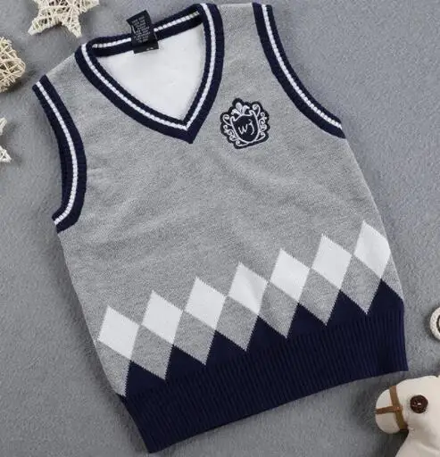 Серый Г. весенний свитер с v-образным вырезом для маленьких мальчиков, жилет Детские свитера, пальто Детская Хлопковая плотная трикотажная куртка брендовый жилет верхняя одежда - Цвет: Серый
