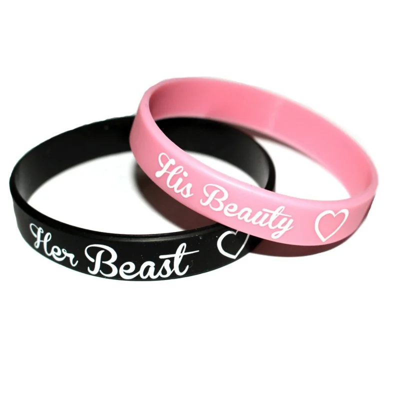 2 дюйма силиконовые браслеты для пар браслет с надписью ее чудовище его король Я